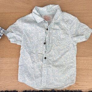 Cat & Jack Light Blue Floral Short-Sleeve Button Shirt